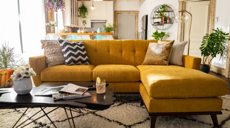 yellow chaise lounge