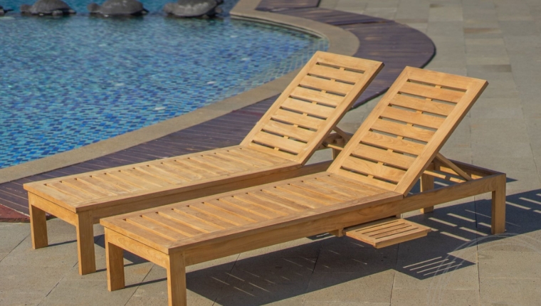 modern teak chaise lounge