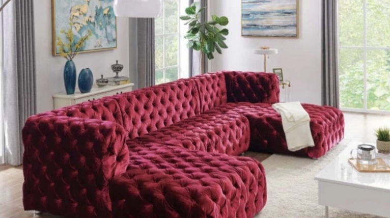 burgundy chaise lounge