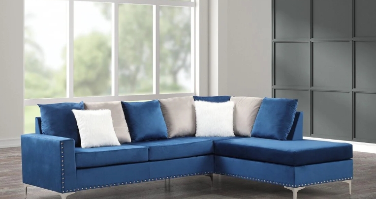 blue velvet chaise lounge
