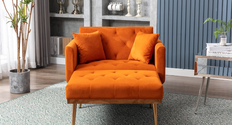 burnt orange chaise lounge