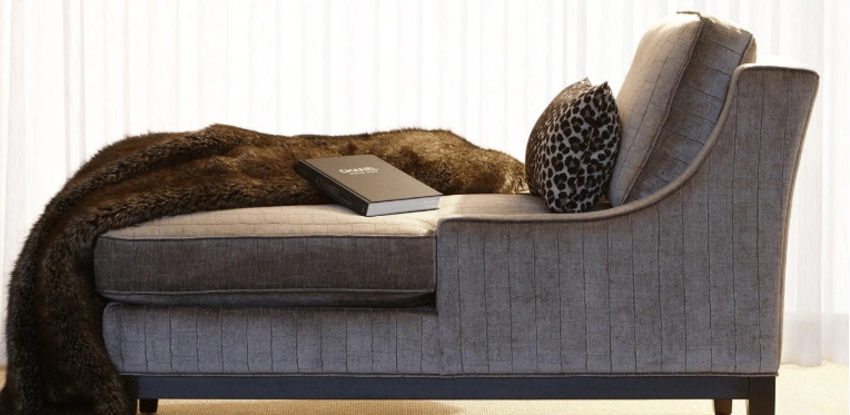 grey velvet chaise lounge