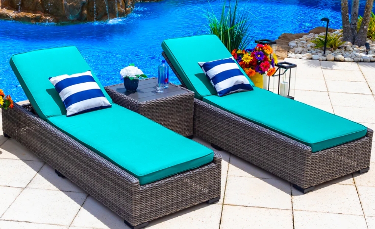 blue chaise lounge outdoor