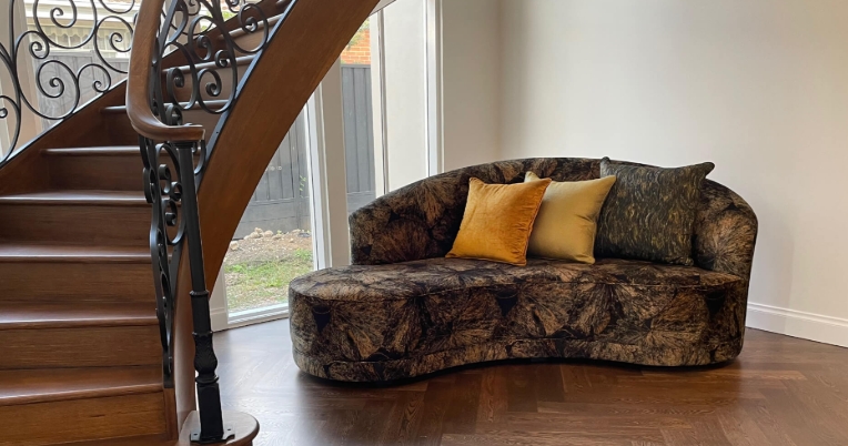 modern curved chaise lounge