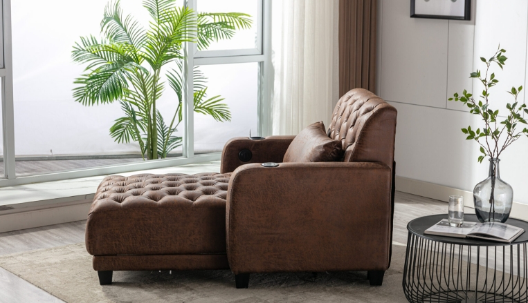 dark brown chaise lounge