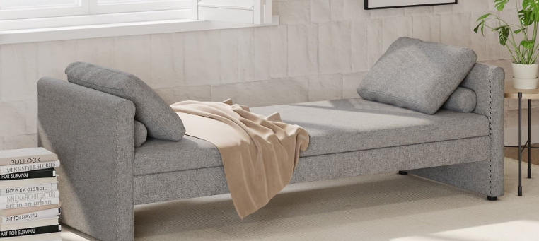 bed with chaise lounge attached for small spaces