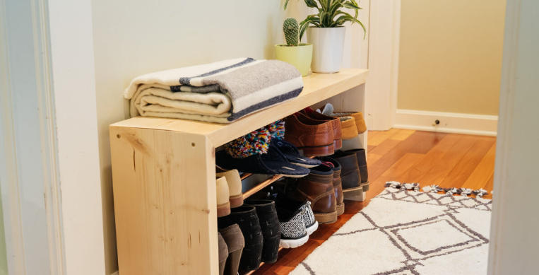 DIY Wooden Shoe Shelf for Entryway