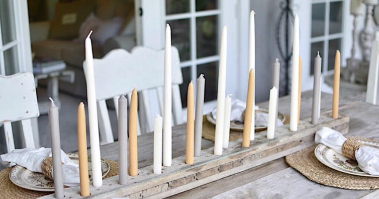 DIY Wooden Candle Holder Centerpiece