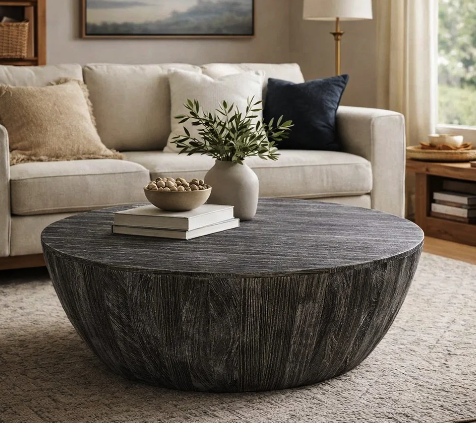 Round Coffee Table with Sofa Styling