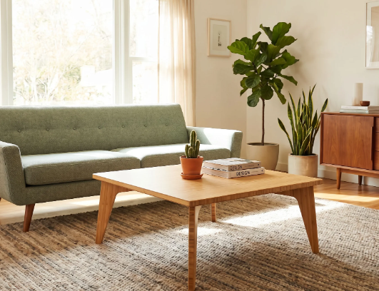 Square Coffee Table with Sofa Layout
