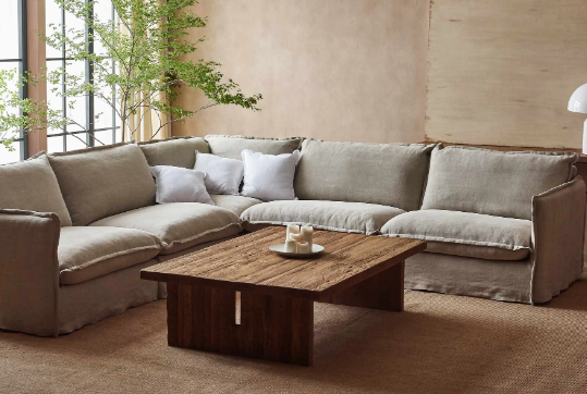 Wood Coffee Table with Sofa Design