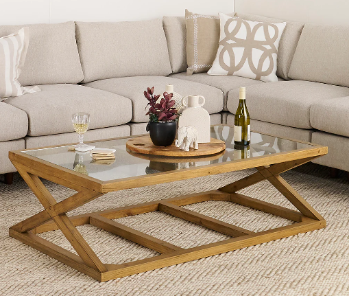 Glass Coffee Table with Sofa Styling